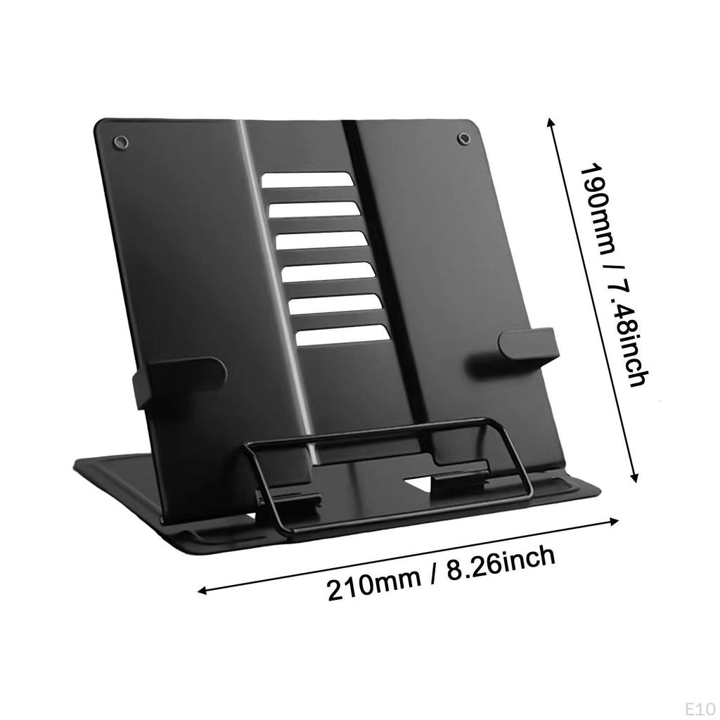 Book Stand with Page Clips Decor Tabletop Rack for Recipes Textbooks Kitchen