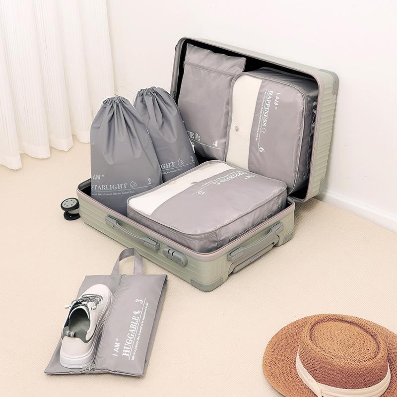 

6Pcs/Set Twill Polyester Packing Cubes for Suitcase Travel Luggage Organizer Storage Bag Blue