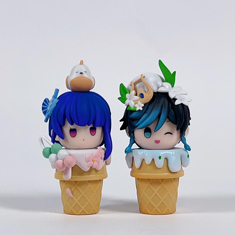 Genshin Impact Anime Figure Ice Cream Cute Kawaii Raiden Shogun Nahida Pvc Furina Model Ornament Collection Room Decor Gifts
