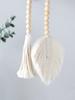 Wood Bead Rope Macrame Leaf Wall Hanging Home Decor Rustic Tassel Wall Decor Handmade Room Ornament Boho Home Decoration Gift