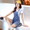 Korean Denim Suspenders Shorts Women's Overalls Retro Jeans Loose Students Casual Pocket Embroidery Braces Pants Ladies Summer