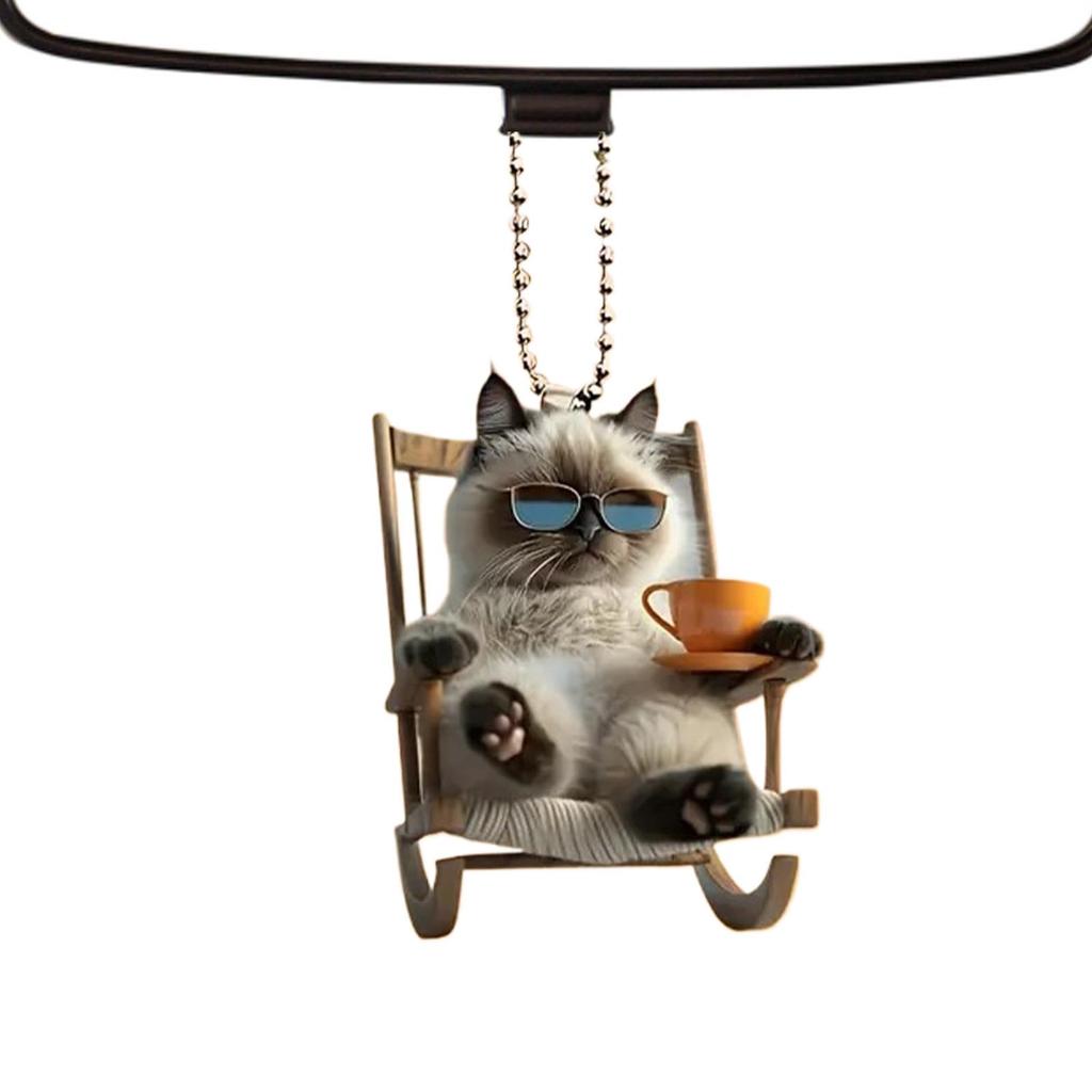 Car Rearview Mirror Decoration, Cat Decoration - 2D Acrylic Auto Animal Decoration | Cat