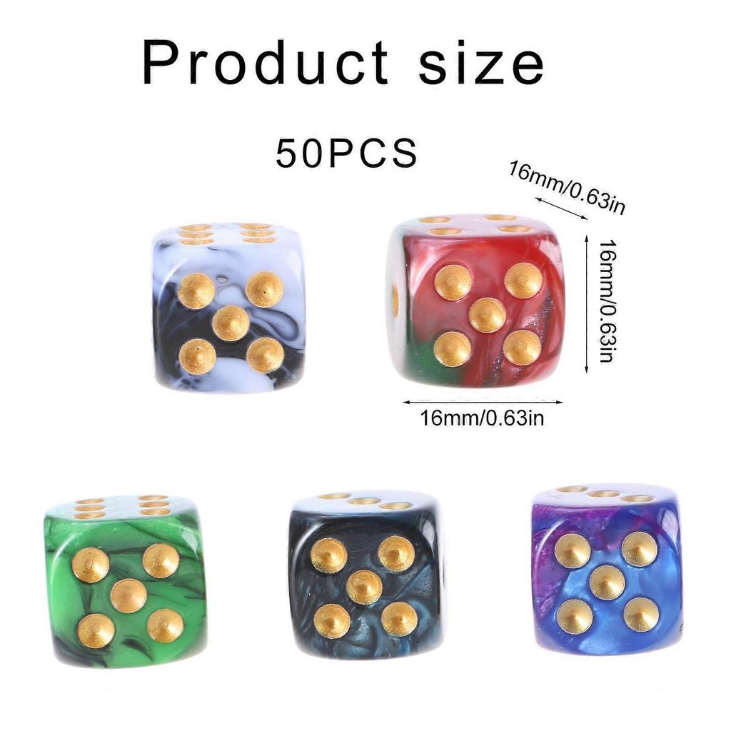 50Pcs Unique Acrylic Double Color Dices Round Corner Role Playing Dices 6 Sided Table Game Dices Smooth Surface