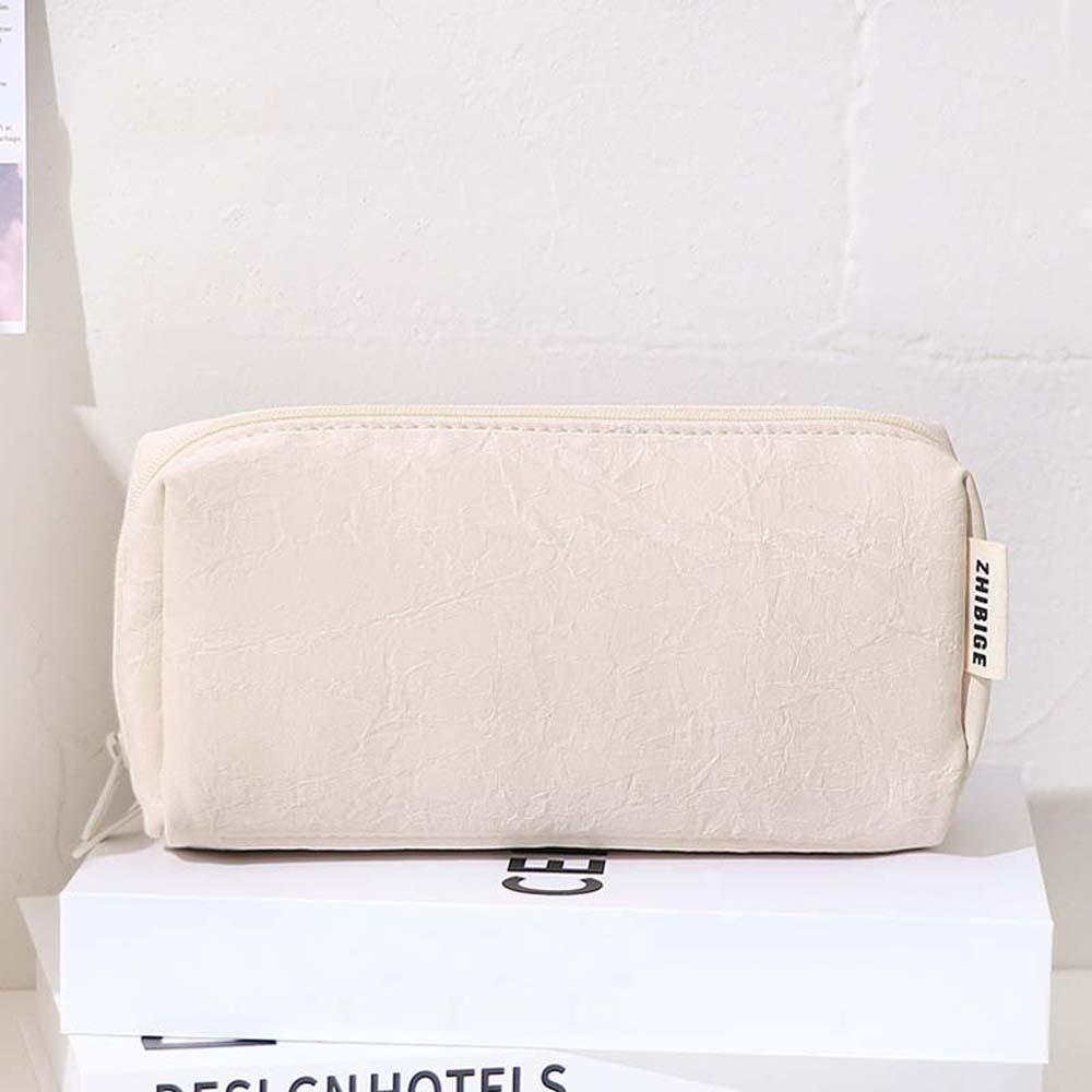 Korean Style Big Pencil Bag Desktop Storage INS Pencil Pouch Leather Stationery Bag  Stationery