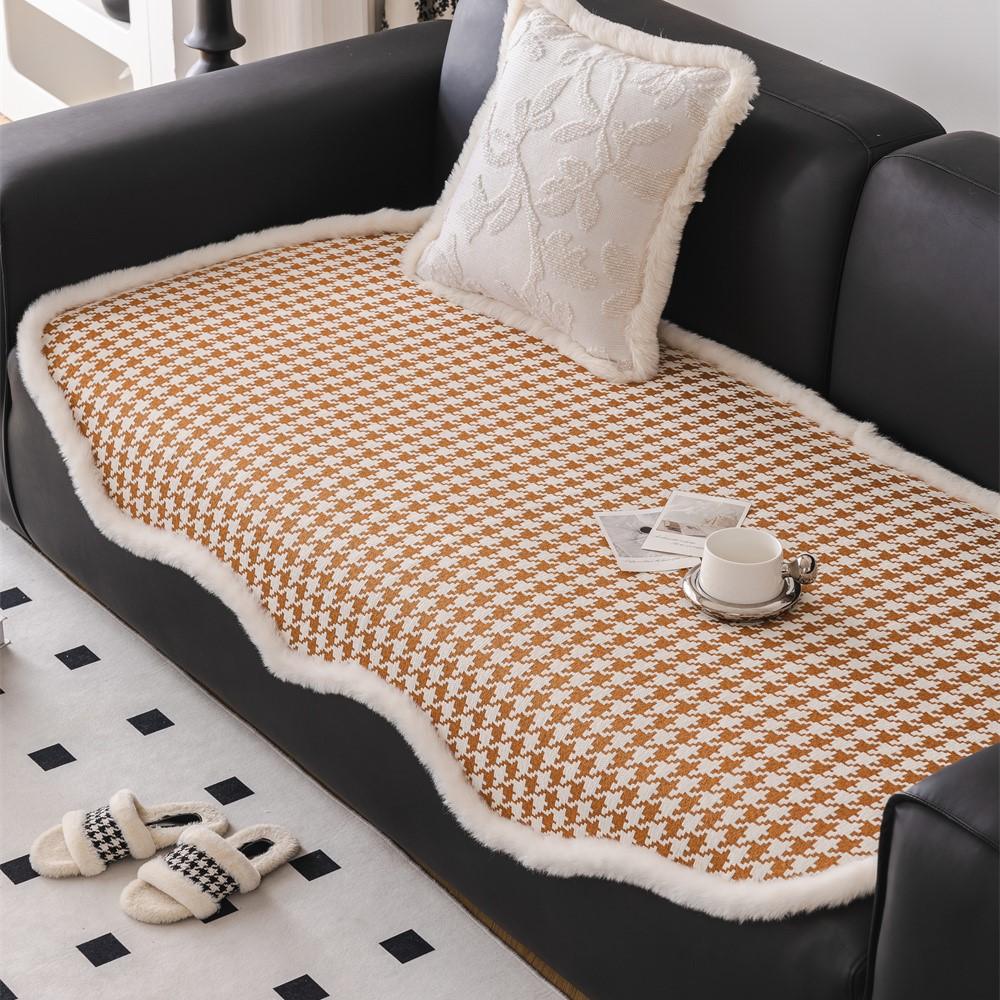 Vintage Irregularity Houndstooth Sofa Covers Plush Sectional Couch Non Slip Sofa Slipcover Furniture Protec Cushion Carpet
