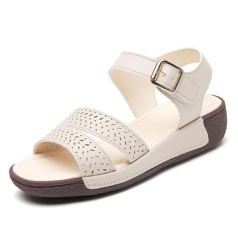 Thick Bottom Sandals Female Summer New Slope Heel Middle-aged Mom Sandals Ladies Outside Roman Cross-border Sandals Female