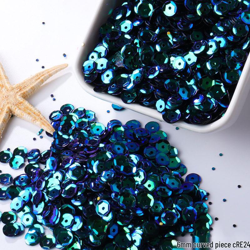 6mm Iridescent Silver Sequins: Laser Embossed Curved Pieces for DIY Embroidery, Wedding Dress Accessories, and Craft Ornaments.