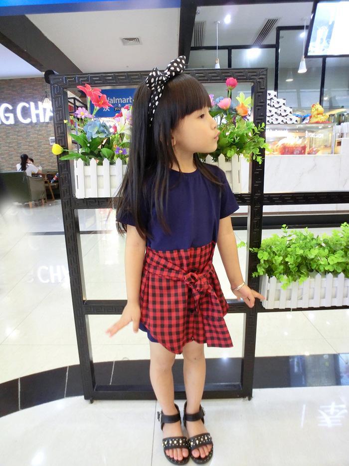 Korean Style Mother-Daughter Plaid Patchwork Dress - Summer 2022 Collection