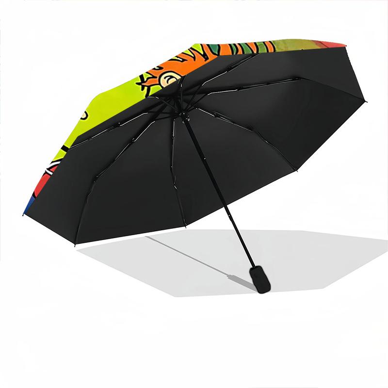 1pc Tommy Chuckie and Reptar Rugrats Pattern Beautiful Looking Automatic Folding Umbrella, 3 Folding, 8 Iron Frame Design, Durable and Suitable f