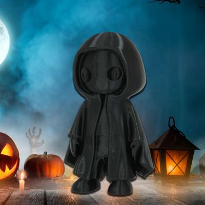 Halloweenský černý plášť socha ducha 3D tištěný plášť s kapucí figurka ducha socha domácí kancelář párty stolní dekorace ozdoba