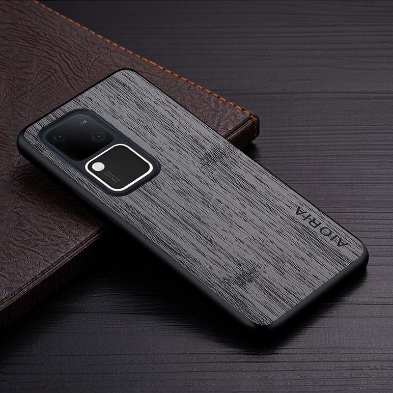 Case for Vivo S1 Pro V60 Lite V30 V30e V27 V27e V29e V17 Y04 4G 5G bamboo wood pattern Leather cover case for Vivo V60 Case