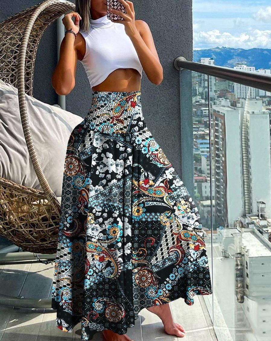

Women s High Waist Slimming Summer Fashion Printed Skirt Small