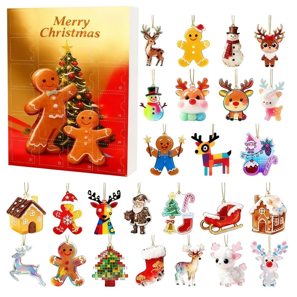 

Gingerbread Man Christmas Countdown 2D Flat 24 Day Gingerbread Man Countdown Calendars for tree car home hanging decorations as detail shows