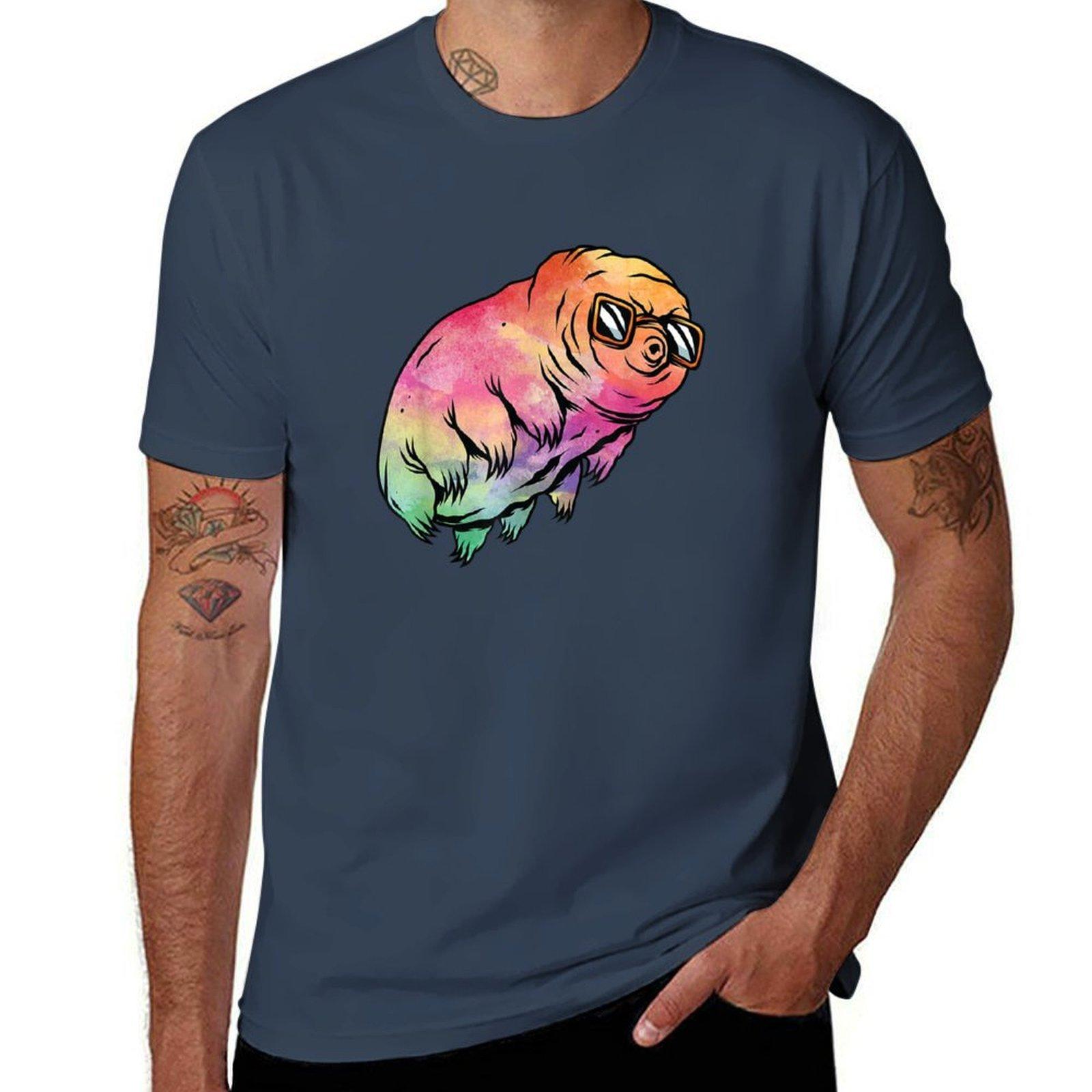 

Big Rainbow Water Bear Microbiology Funny Tardigrade TShirt All Match Basic Short Sleeve Top S