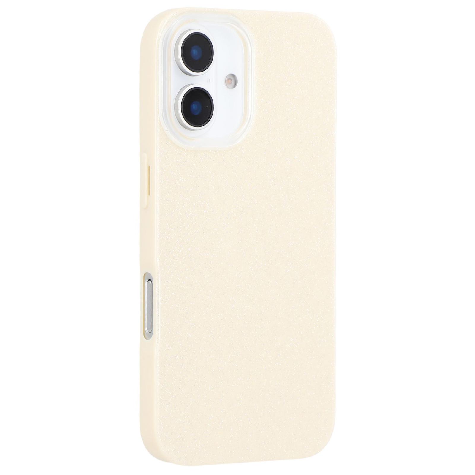 

For iPhone 16 Case IMD Glitter TPU Phone Cover Large Camera Cutout Beige