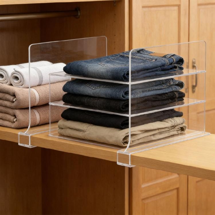 Pack of 6 Resistant Easy Clean Acrylic Shelf Dividers for Bathroom Kitchen Cabinet Organization