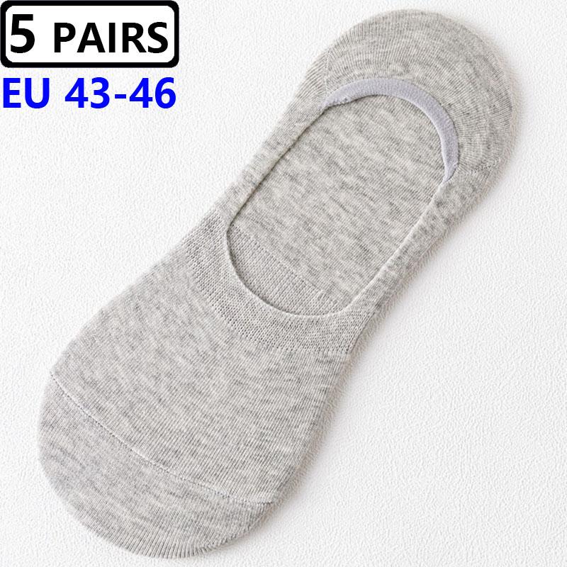 

5 пар больших размеров 45,46, носки-невидимки, мужские качественные силиконовые нескользящие носки-лодочки, мужские низкие невидимые носки-тапочки большого размера EUR 43-46(5 PAIRS)