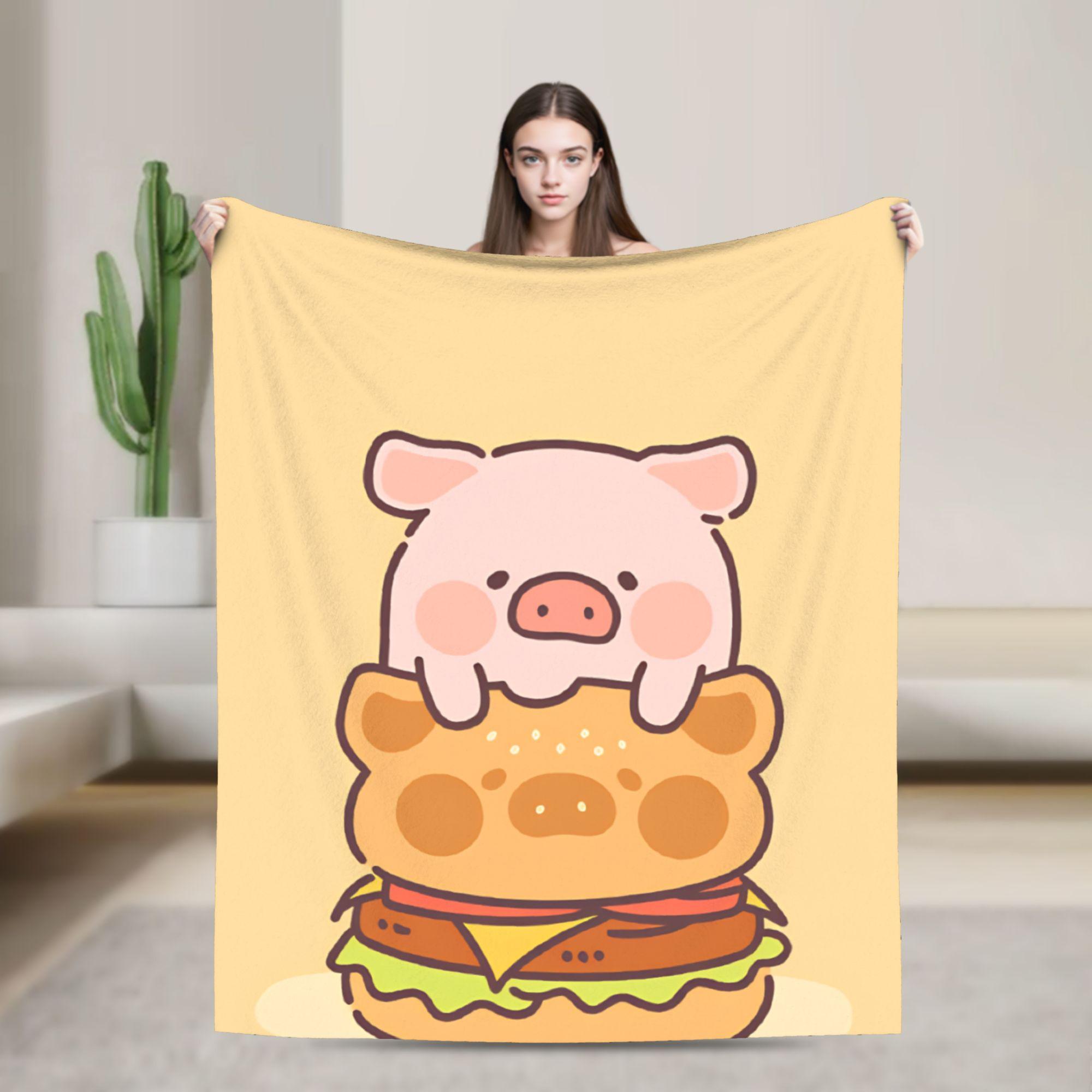 

L-Lulu Pig Flannel Blanket Autumn Warm Throw Blanket for Kids Couch Chair Graphic Bedspread Sofa Bed Cover 75x90cm