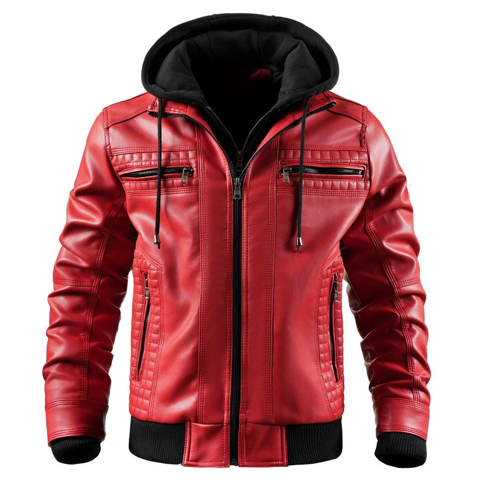 Men's casual pu leather jacket trendy jacket ozon European and American size spring and autumn leather jacket