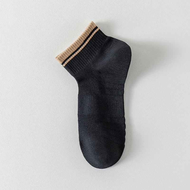 Men's Summer Pure Color Cotton Net Anti Pilling Boneless Seam Head Cotton Socks