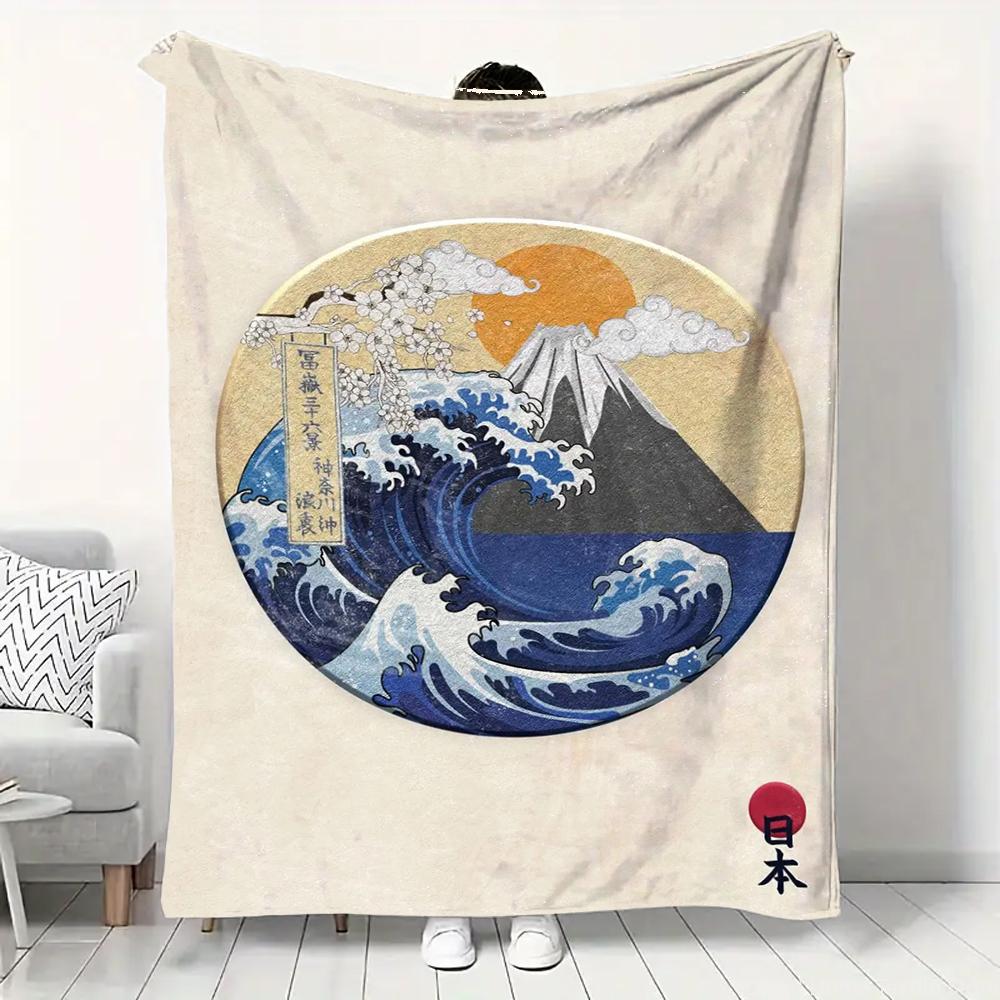 Japanese Landscape Samurai Geisha Flannel Fluffy Throw Camping Blanket for Children Adult Sofa Throw Blanket Modern Fashion Gift
