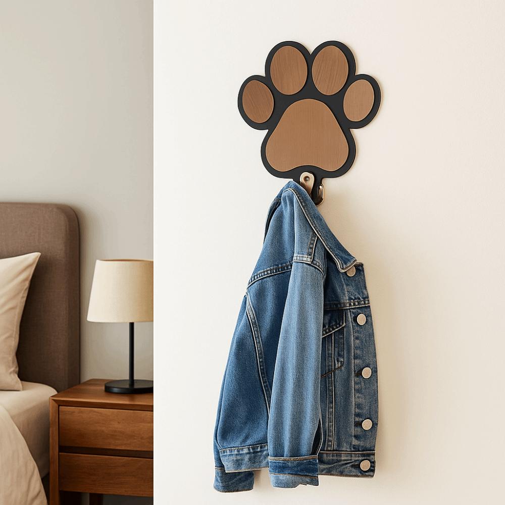 2Pcs Wall Mounted Wooden Paw Print Wall Hook Non-slip Cat Claw Coat Hooks  Bedroom
