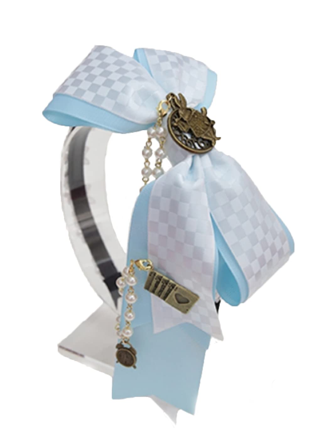 

Лента Лолита Головной убор Алиса в Стране чудес Съемная жемчужная цепочка Светлый [SRrabbit] Ободок 2-в-1, Платье, Дизайн, (Белый и синий)