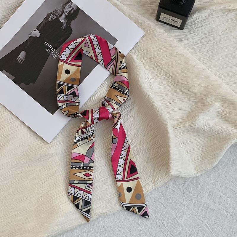 Long silk scarf, new thin and narrow decorative scarf, multi-purpose headscarf, headband, hair tie, bag streamer, gift box strap.