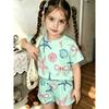 Girls Crew Neck Short Sleeve Matching Shorts Set Sea Star Shell Bow Print Soft Breathable Kids Daily Casual Summer Outfit Ages