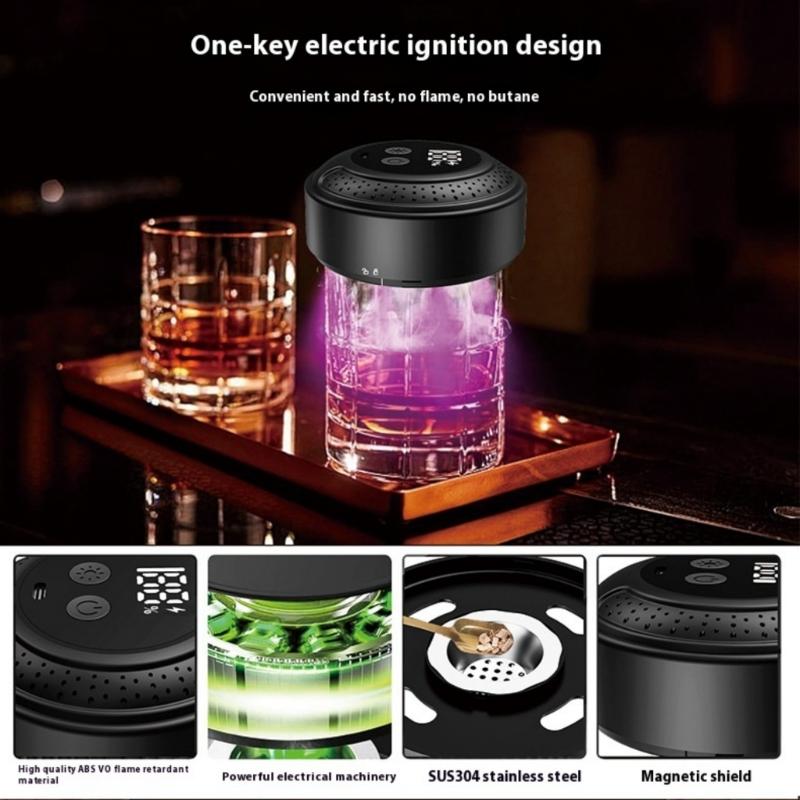Automatic Drink Smoker Tool With Rainbows Lighting Effect Perfect For Cocktails Flavor Enhancement