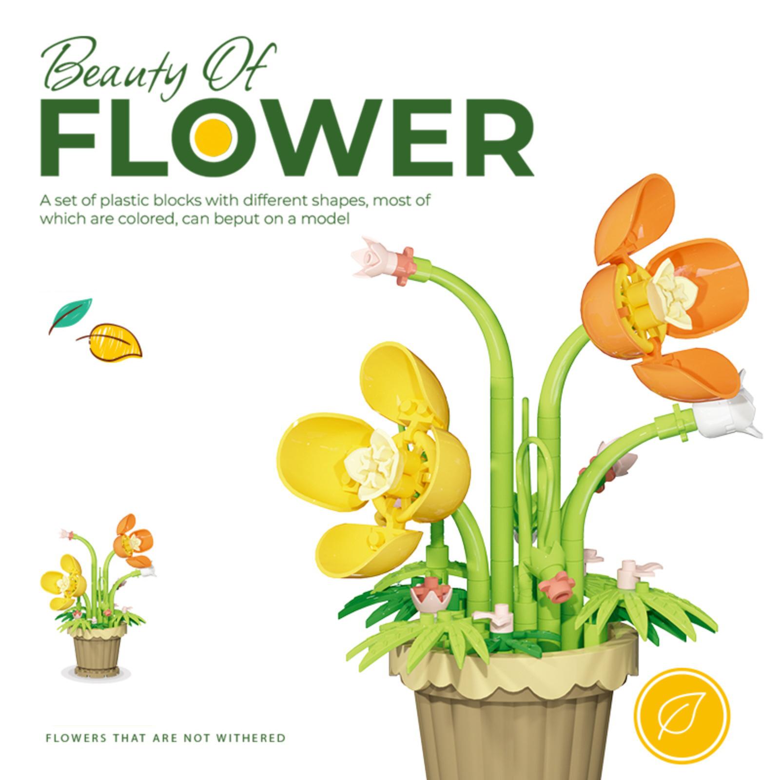 Idea Brick Flower Micro Diamond Block Lily Hyacinth Seed Sunflower Daisy Peony Rose Orchid Carnation Nanobrick Potted Plants Plaything