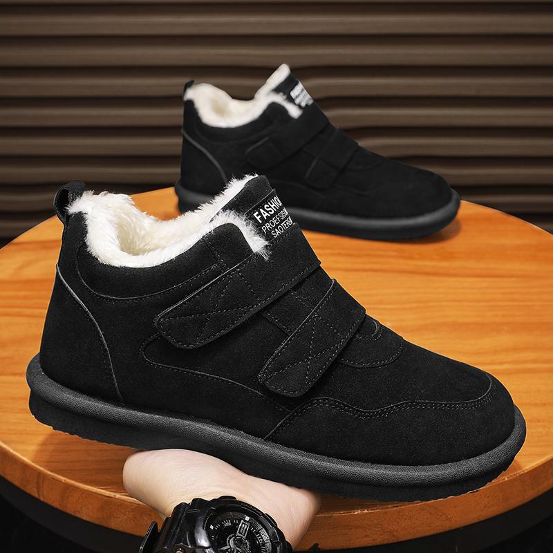 Winter Shoes Fashion Warm Snow Boots Mens Cotton Shoes with Fur Non-slip Waterproof Ankle Boots Outdoor Work Boots Walking Shoes