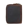 Crazy Horse Leather Men's Zipper Wallet Vertical Full Leather Money Clip Layer Leather Retro Handmade Silver Bag