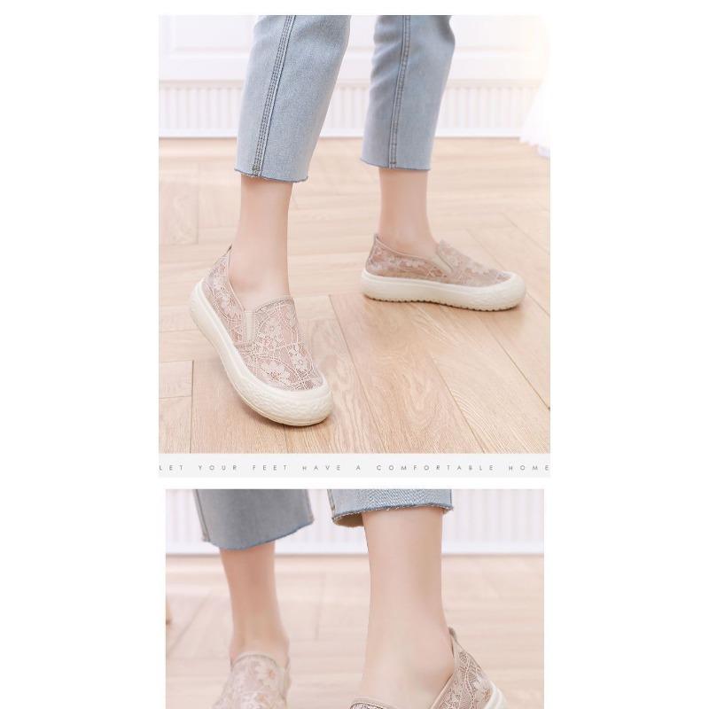 Pantofi de damă, pantofi de pescar, pantofi cu o singură talpă din plasă respirabilă din dantelă, pantofi casual cu talpă groasă pentru copii