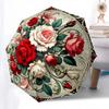 Roses,Stained Automatic Folding Umbrella Compact 8 Rib Design,Unique Style,Suitable for Everyday Outdoor Use,Perfect Gift for Friends