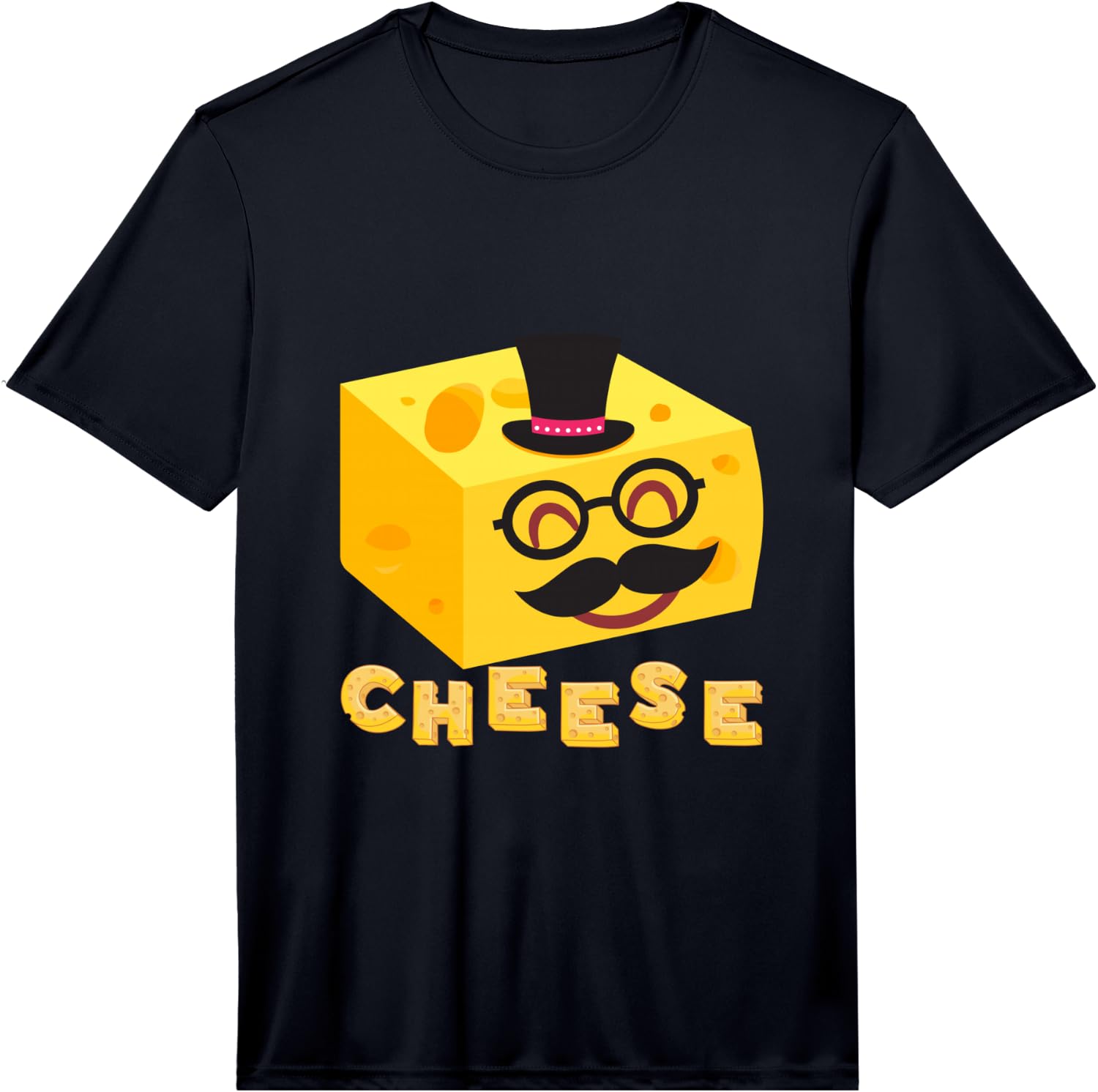 Cheese with Hat & Moustache Funny Gift Fun Performance T-Shirt Unisex T-Shirt S