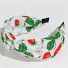 Beautiful Cherry Strawberry Print Hairbands with Center Cross Knot for Women's And Girls Casual Shopping Hair Hoop Accessory