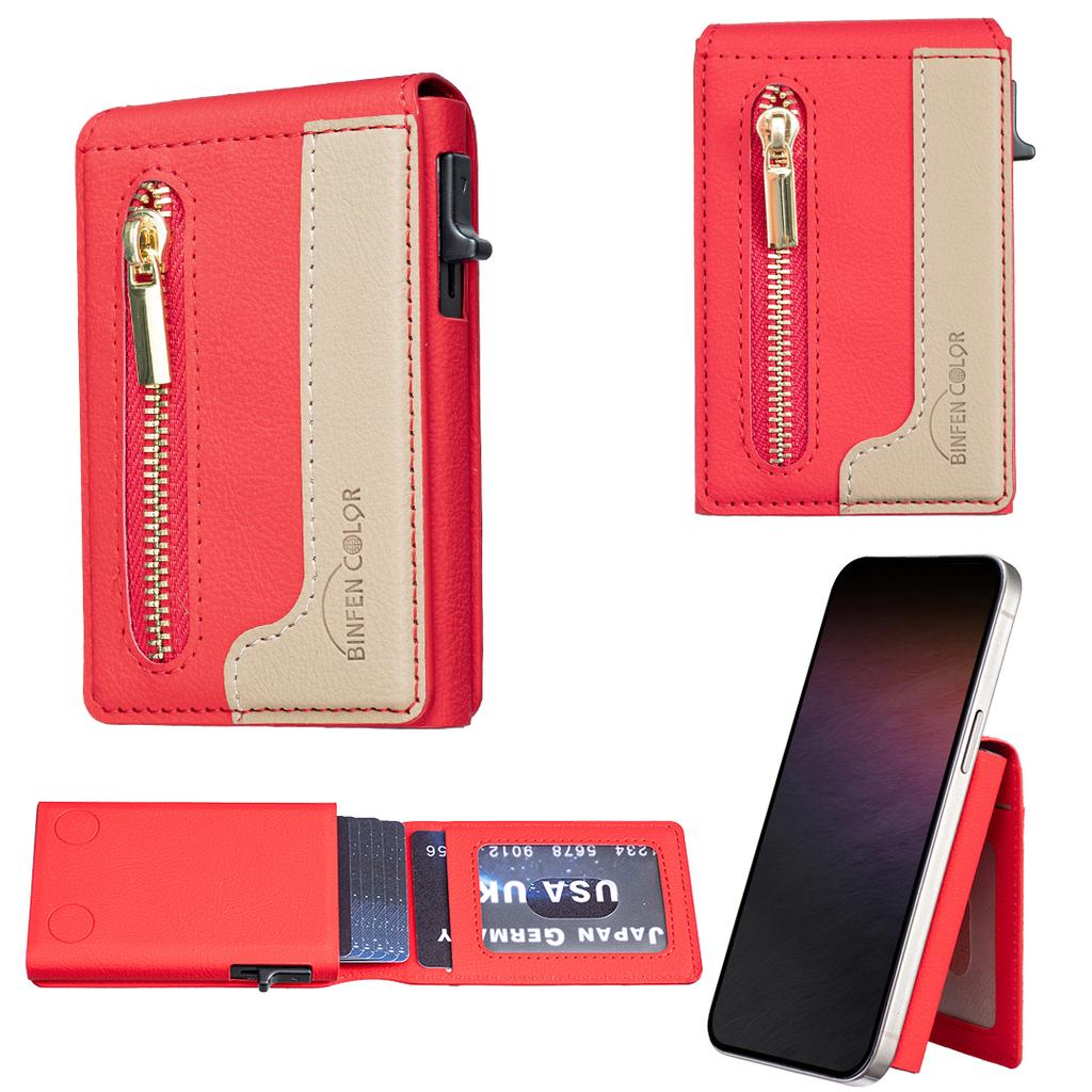 Luxury Business Zipper Magnetic PU Leather Wallet Card Holder For Men and Women Shockproof Slim Fit kickstand Cover