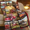 Red Trucks Blanket Gifts for Girls Boys Women Farm Flower Throw Blankets Farmhouse Old Barn Throws Truck Fleece Flannel Soft Lig