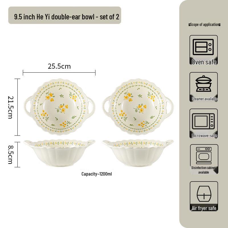 KANGMO Ceramic Double-Ear Bowls