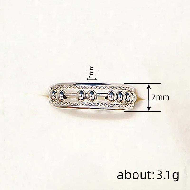 Tide Brand Ring Women, Creative Movable Bead Jewelry, Niche Design Personalized Ring