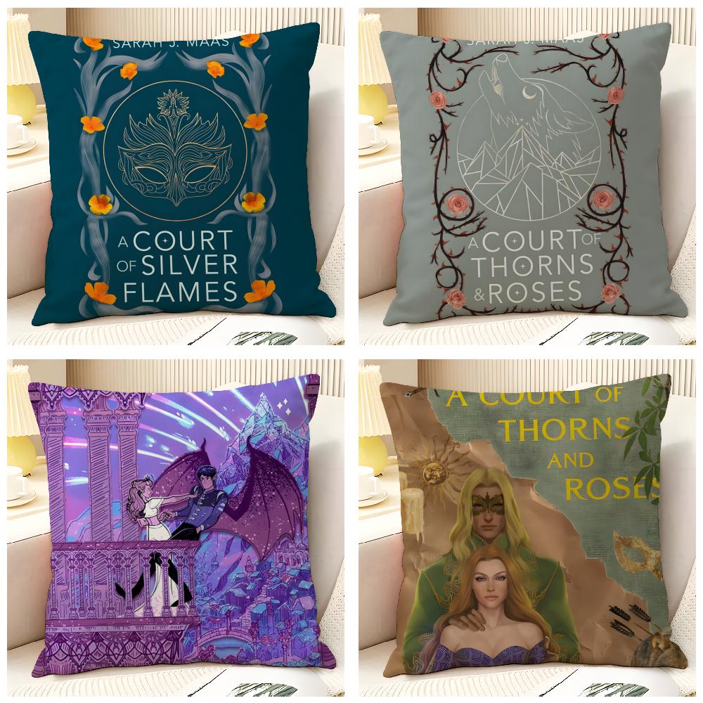 Novel A-A Court Of Thorns And Roses 2 Pillow Case Natural Linen Pillow Case Double-Sided Decor Sofa Pillowcase Home Decor