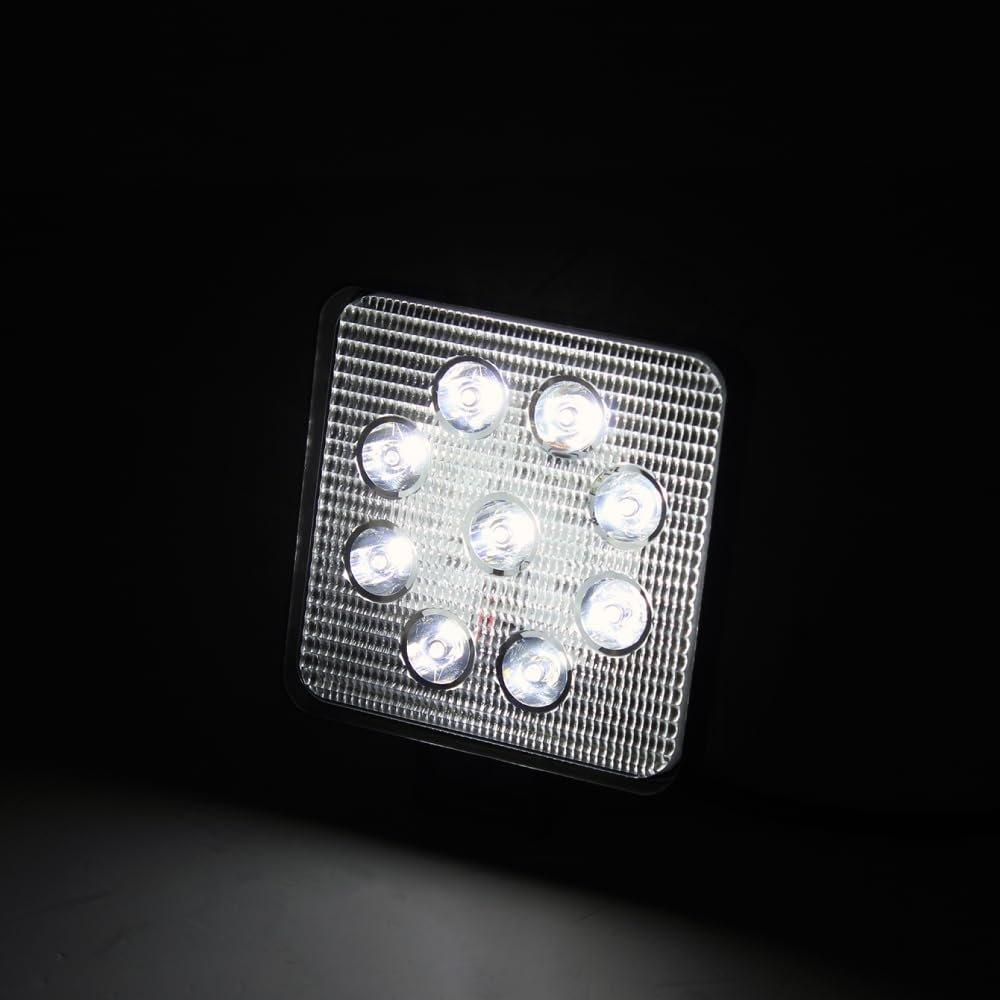 MADMAX Slim Aluminum LED Work Light 12W Square 9-LED Waterproof IP67 Offroad Driving Lamp for 12V-24V Trucks Cars Boats