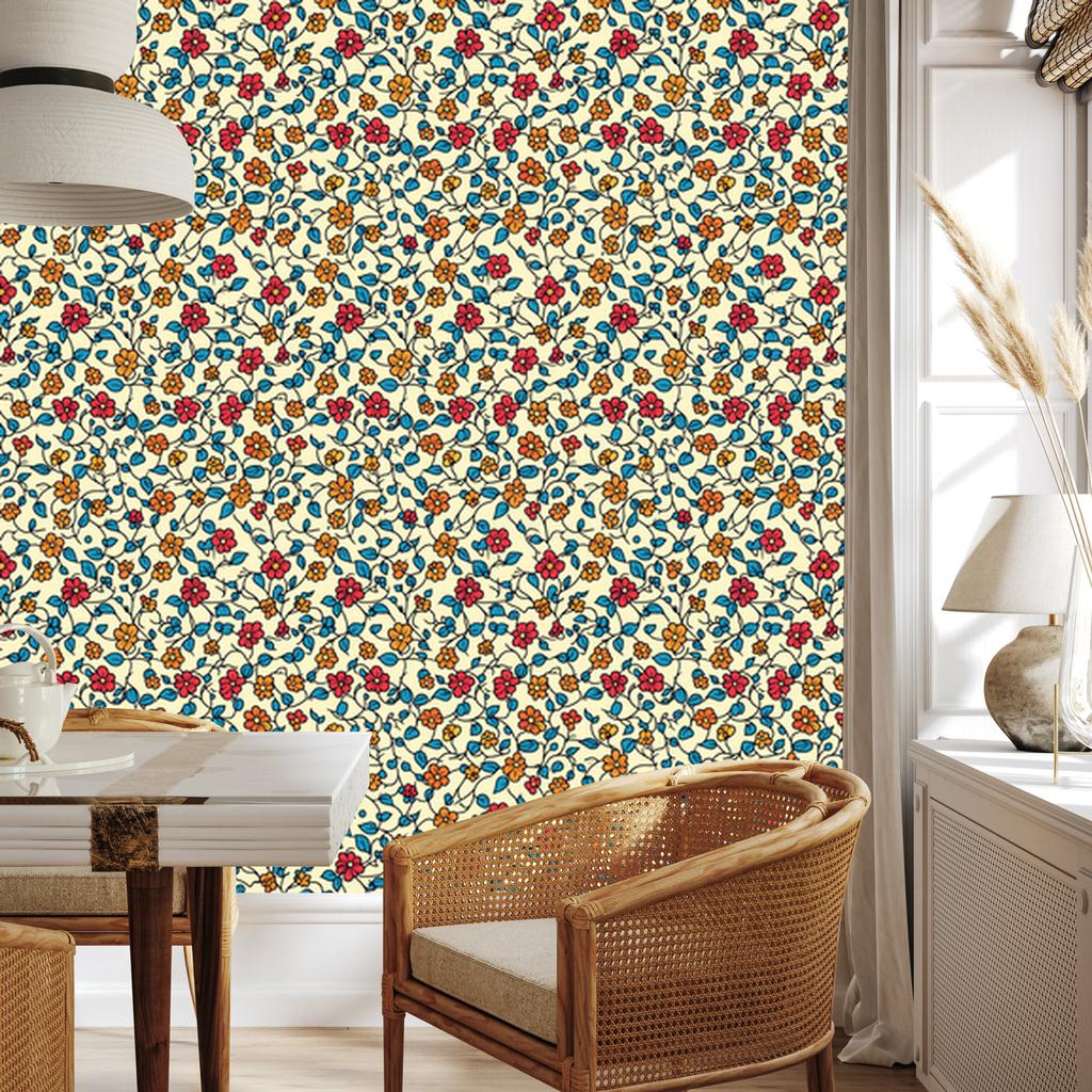 Beige and Cream Flowers Wallpaper for Living Room and Bedroom 50x1000