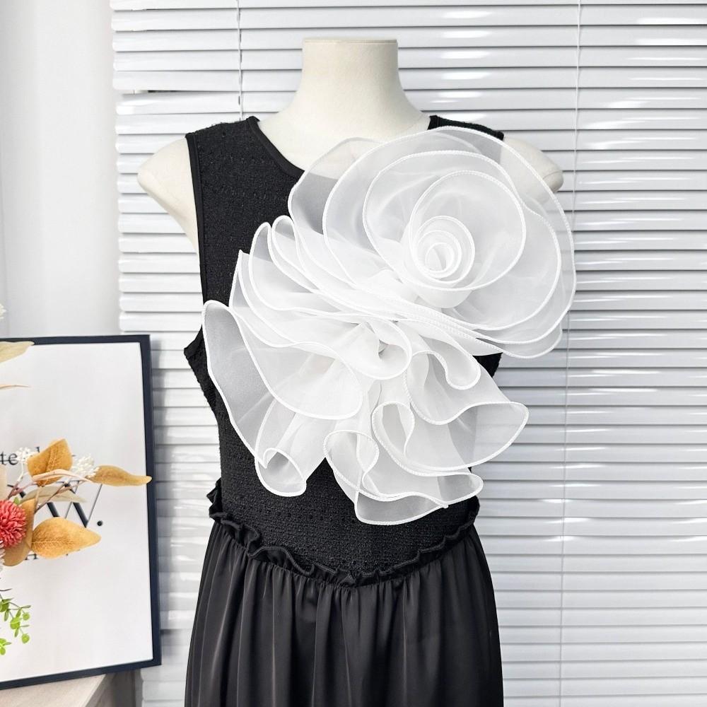 Fiori Petto 3D Stratificati Decorazione Abbigliamento Pieghettato Corsage Nuovo Fiore Rosa in Chiffon