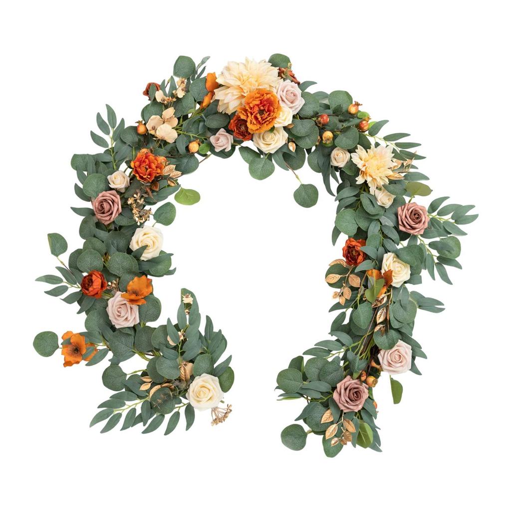 Artificial Flower Garland Table Runner 1.8 M Long Fake Rose Flower Vine for Wedding Bridal Shower Backdrop Indoor Outdoor Arch