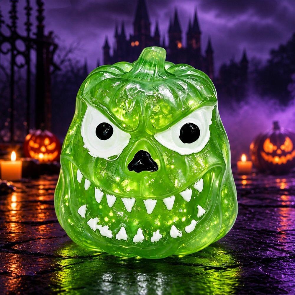 Soft Elastic Halloween Pumpkin Squeeze Toy Transparent Glitter Squishy Fidget Toy Party Favor