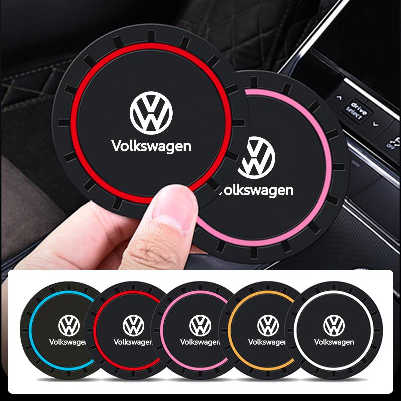 2pcs Car Silicone Non-slip Water Coaster Cup Holder Bottle Mats For Volkswagen VW Golf 4 6 7 GTI Tiguan Passat B5 B6 B7 CC Jetta