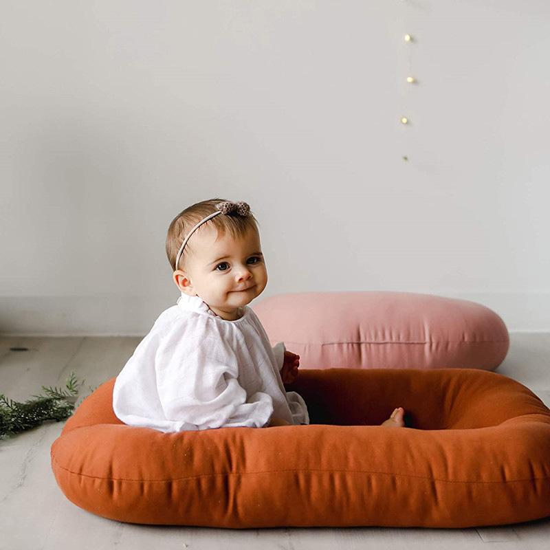 Baby Bassinet Bed Portable Womb Shaped Mattress Removable Washable Cover Infant Sleep Nest Hypoallergenic Microfiber Padding Compact Travel Cot