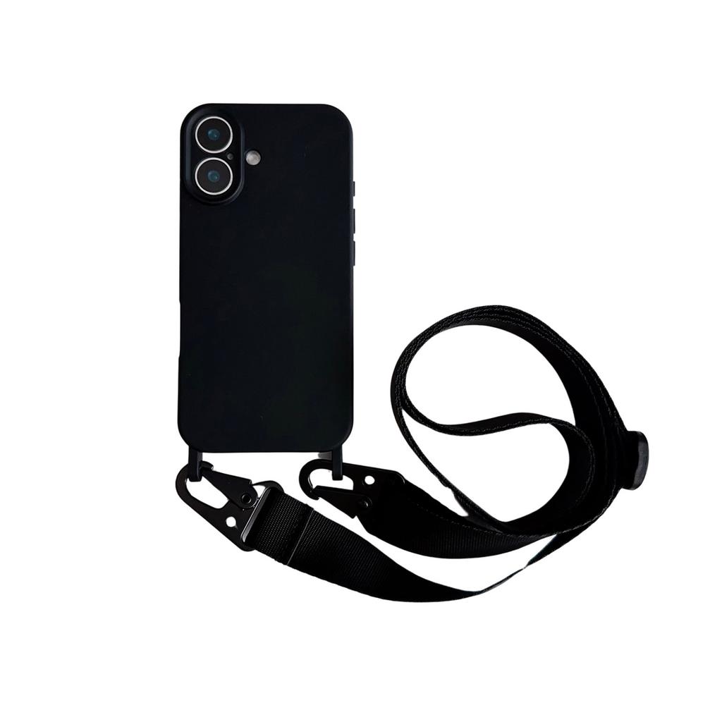 Fine Hole Integrated Hanging Hole Oblique Span Wide Rope Imitation Liquid Silicone Suitable for Iphone17 Lanyard Mobile Phone Case 16pm Soft Case